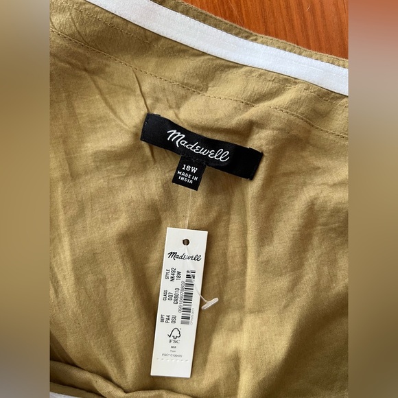 NWT Madewell Plus Ruffled One-Shoulder Midi Dress 18W Tan Khaki - Picture 2 of 6